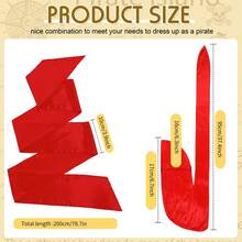 海盜服裝男式女式海盜頭巾帽子配件海盜腰帶頭巾腰帶,紅色