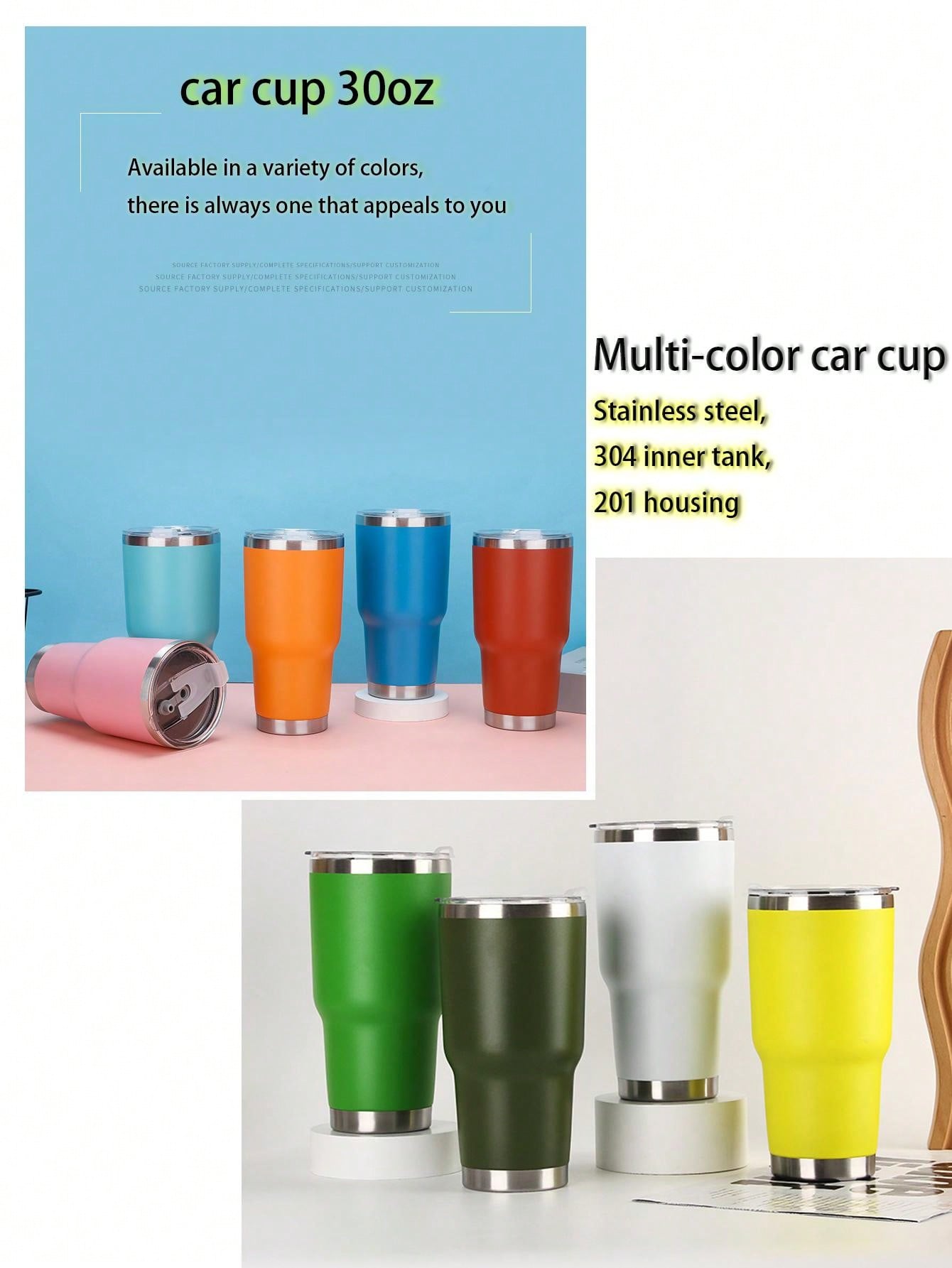 1pc Red 30oz Stainless Steel Travel Car Mug, Double Wall Vacuum