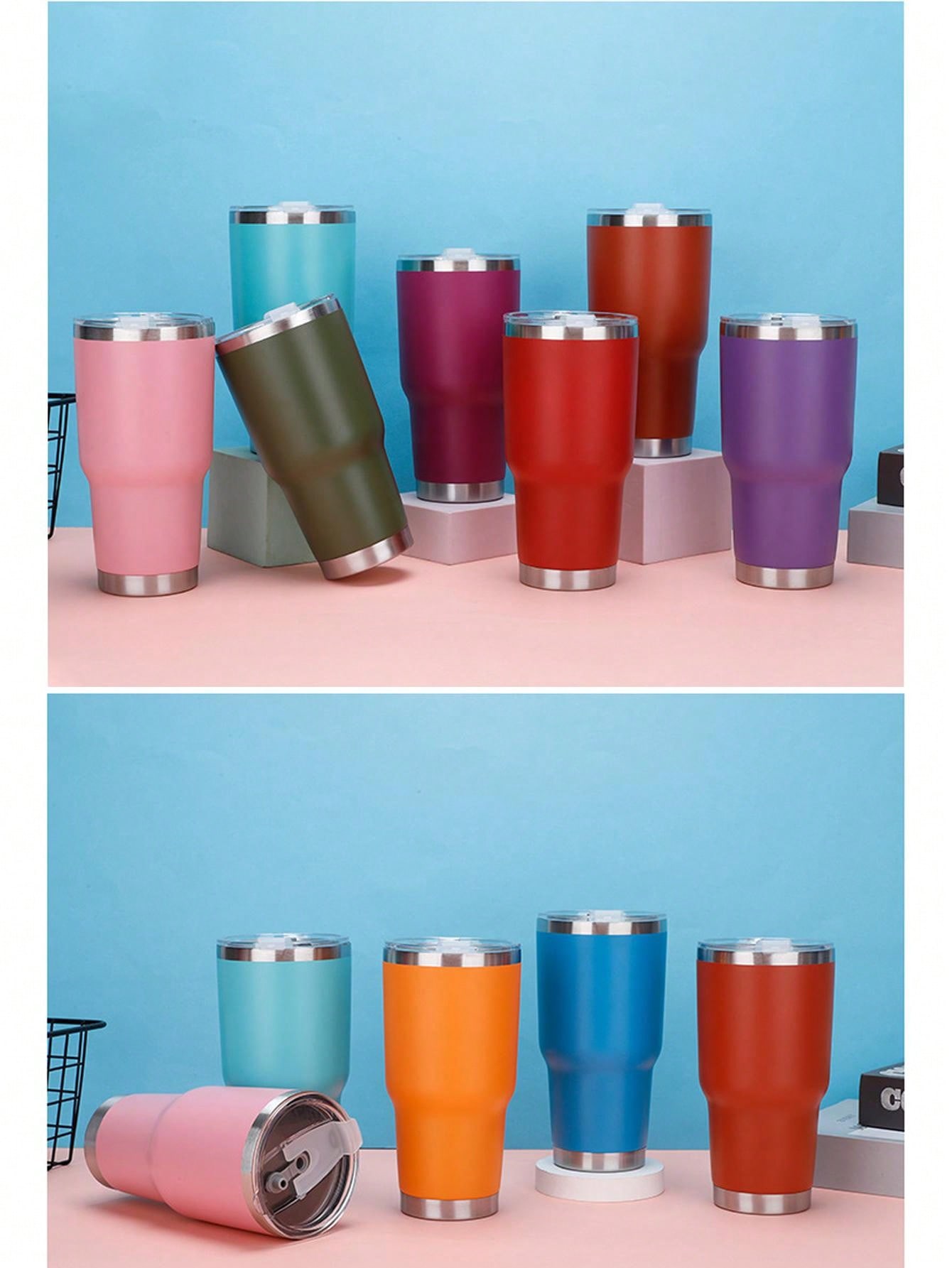 1pc Red 30oz Stainless Steel Travel Car Mug, Double Wall Vacuum