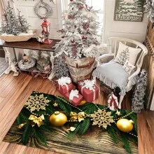 1 pièce Tapis de sol antidérapant absorbant l'eau pour salle de bain et cuisine avec motif de Père Noël en velours cristal