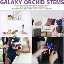 1朵27英寸(約68.6厘米)人工藍色、紫色蝴蝶蘭絲花,適用於婚禮餐廳新娘花束胸花頭帶裝飾
