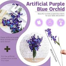 1朵27英寸(約68.6厘米)人工藍色、紫色蝴蝶蘭絲花,適用於婚禮餐廳新娘花束胸花頭帶裝飾