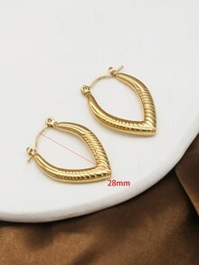 Vàng Màu sắc Hình trái tim Thép không gỉ Thời trang Vòng khuyên tai Đối với phụ nữ Cô gái Đồ trang sức - Vàng - Xem 4