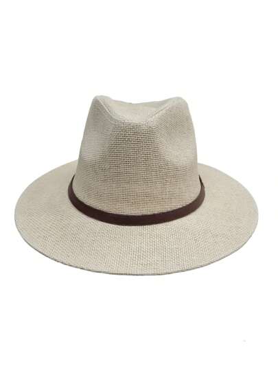 Sombrero hombre vaquero Jazz con cinta En Color Sólido Y Estilo Británico Para Hombres, Adecuado Para Fiestas Y Para Hacer Lucir Encantador Durante Viajes Y Decoración Sombrero De Paja Para Parejas, Sombrero paja Para El Sol, Sombrero Para Caballero, Sombrero Para Playa Vacacional