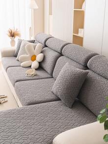 1 Vỏ bọc ghế sofa bằng vải nỉ Jacquard chống bụi chống thấm nước cho bốn mùa, Vỏ bọc ghế sofa đàn hồi chống thấm nước cho thú cưng phong cách hiện đại tối giản, Vỏ bọc ghế sofa màu trơn chống trầy xước phù hợp cho ghế sofa chữ L phòng khách và ghế sofa 1/2/3/4 chỗ ngồi - Màu xám đen - Xem 6