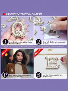 1 bộ chữ cái đính đá pha lê, keo hai mặt chắc chắn, bao gồm đá pha lê trắng, đá pha lê vàng nhiều màu, 26 chữ cái tiếng Anh, có thể dán lên quần áo, trang trí bằng ngọc trai giả và pha lê, thỏa sức sáng tạo DIY của bạn. - Vàng - Xem 2