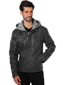 Chamarra Hombre Vinipiel - Gris - Ver 2