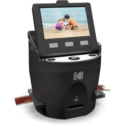 Kodak SCANZA Digital Film Scanner & Slide Scanner, Digital Scanner Converts 35mm, 126, 110, Super 8 & 8mm Negatives & Slides To JPEG Digital Photos, Film And Slide Scanner Includes Large Tilt-Up 3.5" LCD Screen