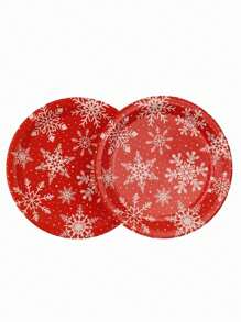 10入組7/9吋厚紙板具聖誕雪花印花,可回收分解,輕便且適用於聖誕、生日、嬰兒淋浴、婚禮、草裙舞派對、海灘派對、餐廳、畢業典禮、戶外露營,適用所有季節 - 紅色 - 查看 6