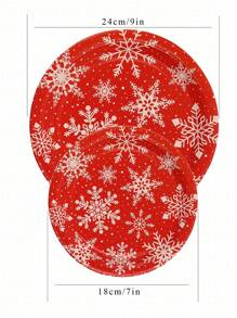 10入組7/9吋厚紙板具聖誕雪花印花,可回收分解,輕便且適用於聖誕、生日、嬰兒淋浴、婚禮、草裙舞派對、海灘派對、餐廳、畢業典禮、戶外露營,適用所有季節 - 紅色 - 查看 2
