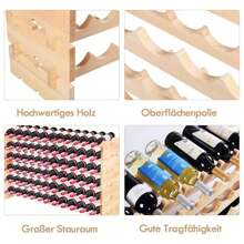 Wooden Wine Rack For 72 Bottles, Stackable And Expandable, Wine Cabinet With Shelf, Wooden Wall Wine Stand, Bottle Stand, Wine Holder, Bottle Rack, For Cellars, Dining Rooms, Restaurants, Bars - 棕色 - 查看 2