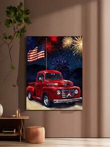 1入組20x30cm / 7.87x11.8in Diy 5d鑽石畫套裝(不帶框),汽車美國國旗煙火鑽石畫,全鑽孔鑽石刺繡十字繡畫,鑽石畫藝術工藝品牆壁裝飾