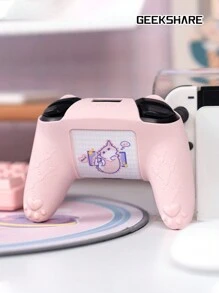 GeekShare Cat Claw Silicone Non-Slip Sleeve Protection + 1 Pair Of Thumb Grips + 1 Decal Sticker Compatible With Switch Pro Controller - Pink - View 5