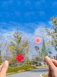 Diy Transparent Pressed Flower Stickers For Plant Specimen, Creative Dried Flower Bookmark For Students - Orange - View 5