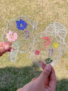 Diy Transparent Pressed Flower Stickers For Plant Specimen, Creative Dried Flower Bookmark For Students - Orange - View 3