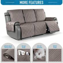 1/2/3 Seat Waterproof Recliner Sofa Cover, Non Slip Recliner Chair Covers, Washable Reclining Couch Cover Outdoor Cushion Covers Garden Furniture Protector With Elastic Straps Pocket For Pets, Cats, Dogs Khaki - 卡其色 - 查看 6