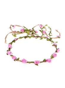 Hoa vương miện Hoa Vòng hoa Dây buộc tóc Hoa Vòng hoa Băng đô Đạo cụ chụp ảnh ( Màu hồng ) - Hồng - Xem 1