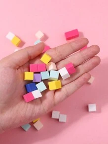 klimonla 50入組1cm迷你豆腐形海綿指甲藝術漸層混合四方形和削皮筆,附敲打膠 - 彩色 - 查看 4