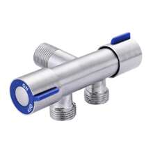 1pc Stainless Steel Brushed Toilet Connector With Copper Core, Triangular Valve & Double Open Angle Valve For Sink Faucet - Silver - View 9