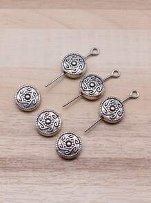10pcs/Bag 9mm (0.35inch) Antique Silver Color Round Pattern Small Hole Flat Beads Pendant For DIY Jewelry Making - Antique silver-10pcs - View 3