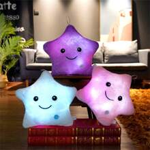 1pc Colorful Glow In The Dark Five Pointed Star Plush Pillow, Best Decoration, Large Size, Battery Free, Small Size, Vacuum Package, Ideal Festival & Birthday Gift For Girlfriends - Purple - View 1