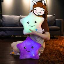 1pc Colorful Glow In The Dark Five Pointed Star Plush Pillow, Best Decoration, Large Size, Battery Free, Small Size, Vacuum Package, Ideal Festival & Birthday Gift For Girlfriends - Purple - View 5