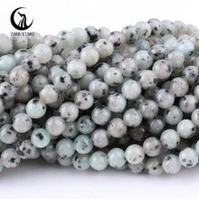 Zhe Ying 1條6/8/10mm天然石材治療晶體奇異果碧玉石珠串,總長度38cm,適用於diy珠寶製作 - 奇異果碧玉 - 查看 4