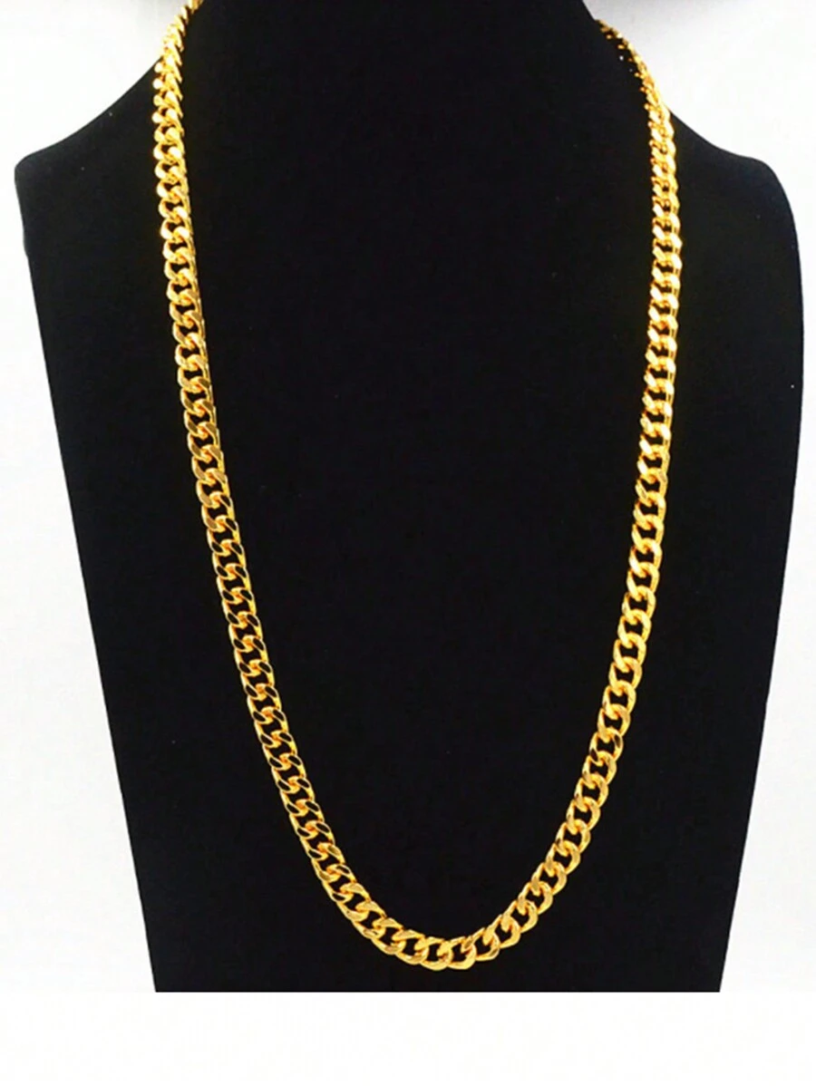 Collier De 6 Mm Plaqué Or 18k Punk Hip Hop Chaîne De Pull-over Pour Homme Et Femme Bijoux En Métal Pour Cadeau De Fête D'anniversaire