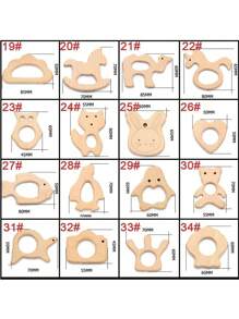 1入組山毛櫸木DIY手工藝材料，裝飾配件 - 米色 - 查看 5