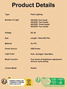 CanLing Professional LED Grow Light Full Spectrum USB Plant Lamp Timing Dimmable 5V Indoor Potting Succulent Flower Seedlings Fill Lights Greenhouse Tent Growth Box Fruit Vegetable Sapling Seeds Cultivation Hydroponics Growing System UV IR Lighting Adjustable Brightness Sunlight/Red and Blue/Pink 20/40/60/80leds - White - View 10