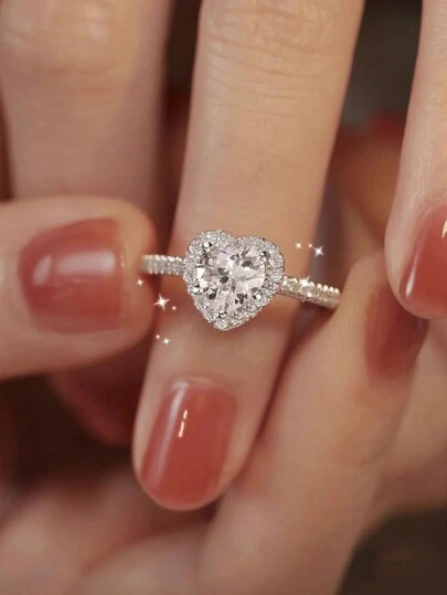 SHEIN MOD 1 Stück Edelstahl modischer Herz-förmiger Ring für Frauen