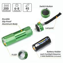 Mini Flashlight For Safe Travel, LED 6 Piece Hand Lamp LED Aluminum Small Flashlight For Camping, Outdoor, Cycling, Gifts For Christmas, Hiking With AAA Batteries - 彩色 - 查看 4