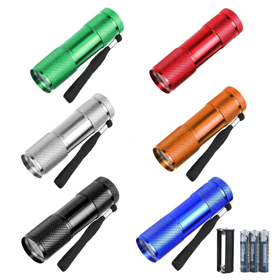 Mini Flashlight For Safe Travel, LED 6 Piece Hand Lamp LED Aluminum Small Flashlight For Camping, Outdoor, Cycling, Gifts For Christmas, Hiking With AAA Batteries - 彩色 - 查看 1