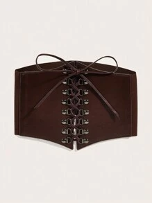 1入女式哥德式西部風格束腰馬甲,具有高彈性 - 咖啡棕 - 查看 2