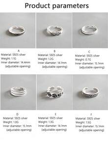 1pc S925 Sterling Silver Vintage Stacked Ring For Joint Fingers & Toes, Suitable For Daily Wear, Thanksgiving Day & Christmas Day Gifts For Friends, Relatives & Elders - Silver - View 2