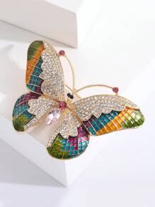 時尚鑽石蝴蝶胸針中性昆蟲別針配飾禮物 - 彩色 - 查看 2