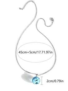 1入組白雲藍天玻璃球吊墜項鍊,優質送禮首選