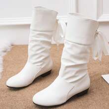 女式時尚及膝靴 - 白色 - 查看 5