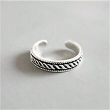 1pc S925 Sterling Silver Vintage Stacked Ring For Joint Fingers & Toes, Suitable For Daily Wear, Thanksgiving Day & Christmas Day Gifts For Friends, Relatives & Elders - Silver - View 12