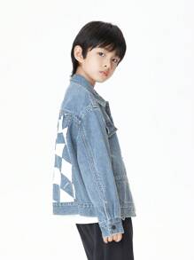 Annil Boys' Spring And Autumn Cotton Loose Short Denim Jacket Coat