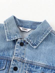 Annil Boys' Spring And Autumn Cotton Loose Short Denim Jacket Coat