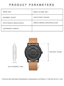 DOM 1 buc. Ceas de cuarț pentru bărbați, personalizat, cu tehnologie avansată, cu curea magnetică cu mărgele, cadou pentru curea din piele - Negru - Vizualizare 6