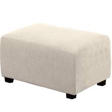 H.VERSAILTEX Ottoman Cover Slipcover Rectangle Fit Footrest Sofa Slipcovers Stool Cover Footstool Protector Covers Feature Stretch Thick Soft Jacquard Fabric Removable Washable - 自然的 - 查看 1