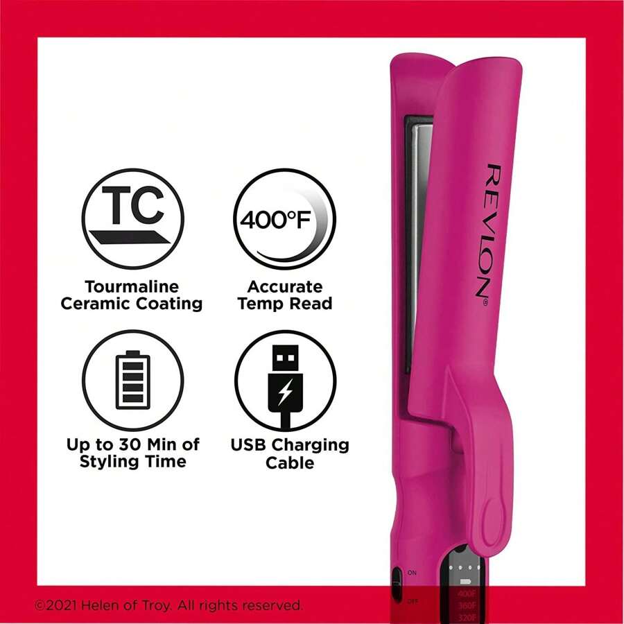 PLANCHA ALACIADORA REVLON RVST2203LA1 3/4 PUL INALAMBRICA CERAMICA ROSA - Rosa - Ver 1