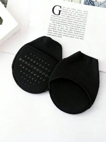 女士防滑前掌半袜，带硅胶防滑条 - 隐形透明脚垫，适合夏季凉鞋，女鞋配饰 - 黑色 - 查看 6