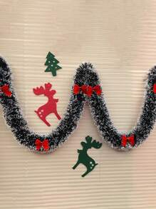 1pc 2 Meters Christmas Colorful Ribbon With Artificial Flowers, Eucalyptus And 12 Red Bows Combination Home Decor Christmas Decorations Room Decor