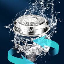 個人化星空 Ufo 形狀 Usb 充電電動刮鬍刀刮鬍刀大號可拆卸雙環網布和可水洗刀片男士剃須 - 銀色 - 查看 5