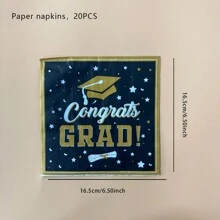 20 szt./worek żółte papierowe serwetki z motywem ukończenia szkoły 33*33 cm