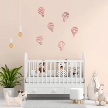 6入組8*12公分不同形狀的木質熱氣球套件,未完成的木制部件,diy家庭牆飾,節慶裝飾,每種風格1入