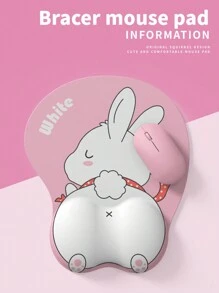 Almohadilla De Ratón Con Soporte Para Muñeca, Almohadilla Para Muñeca De Ordenador Portátil, Cojín Para Muñeca, Cojín Para Mouse Deslizante, Cojín Protector Para La Mano Y Cojín Para La Palma Grueso - lindo conejo blanco - Ver 1